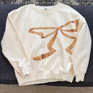 Gilli Cream Sweater with Gold Bow Accent